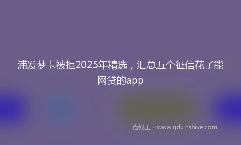 浦发梦卡被拒2025年精选，汇总五个征信花了能网贷的app