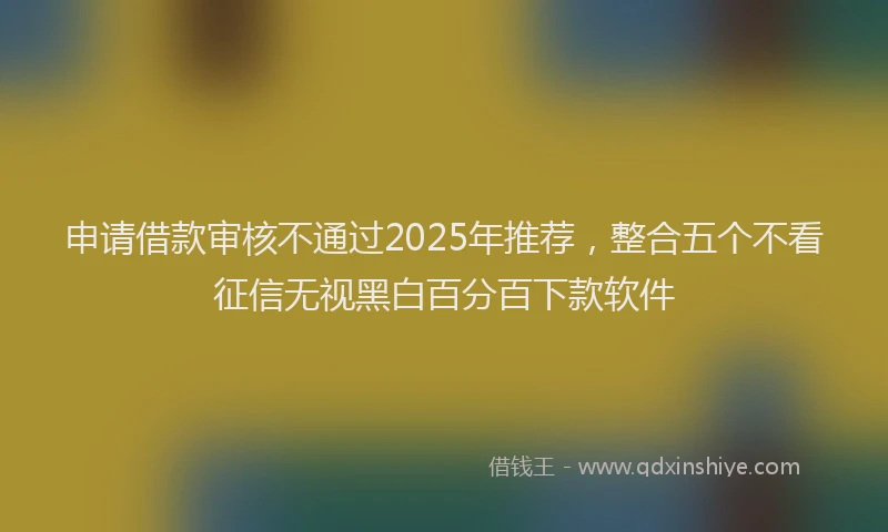 申请借款审核不通过2025年推荐，整合五个不看征信无视黑白百分百下款软件