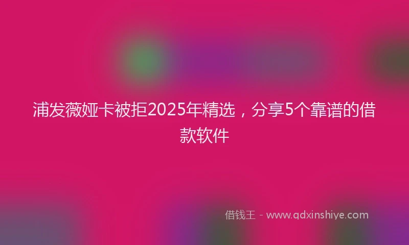 浦发薇娅卡被拒2025年精选，分享5个靠谱的借款软件