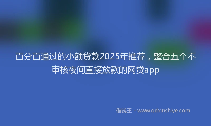 百分百通过的小额贷款2025年推荐，整合五个不审核夜间直接放款的网贷app