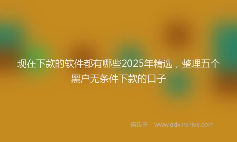 现在下款的软件都有哪些2025年精选，整理五个黑户无条件下款的口子