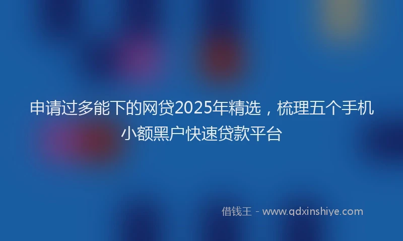 申请过多能下的网贷2025年精选，梳理五个手机小额黑户快速贷款平台