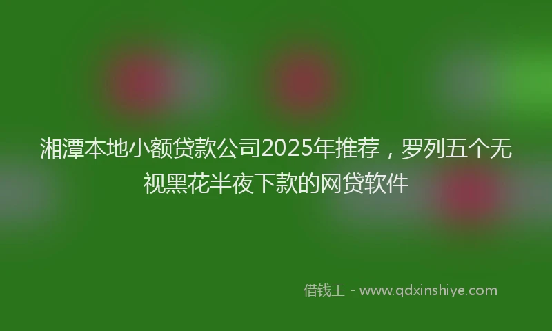 湘潭本地小额贷款公司2025年推荐，罗列五个无视黑花半夜下款的网贷软件