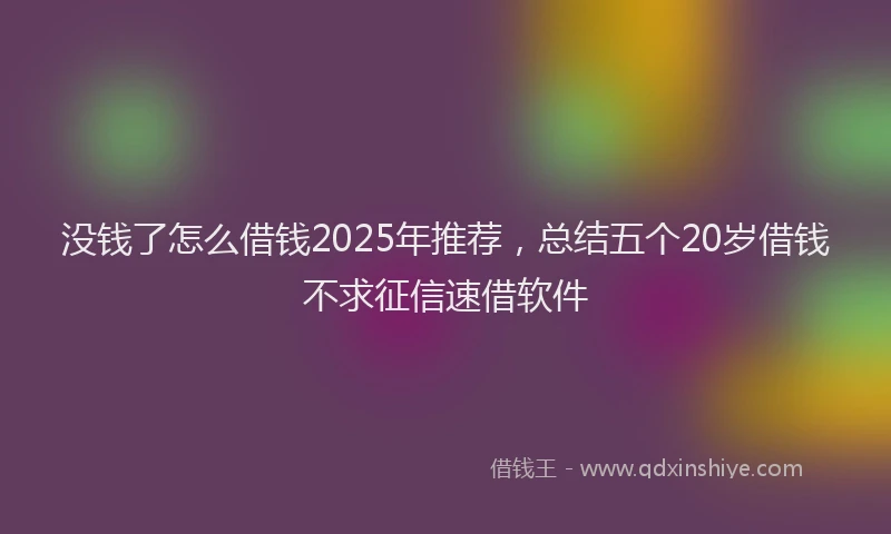 没钱了怎么借钱2025年推荐，总结五个20岁借钱不求征信速借软件