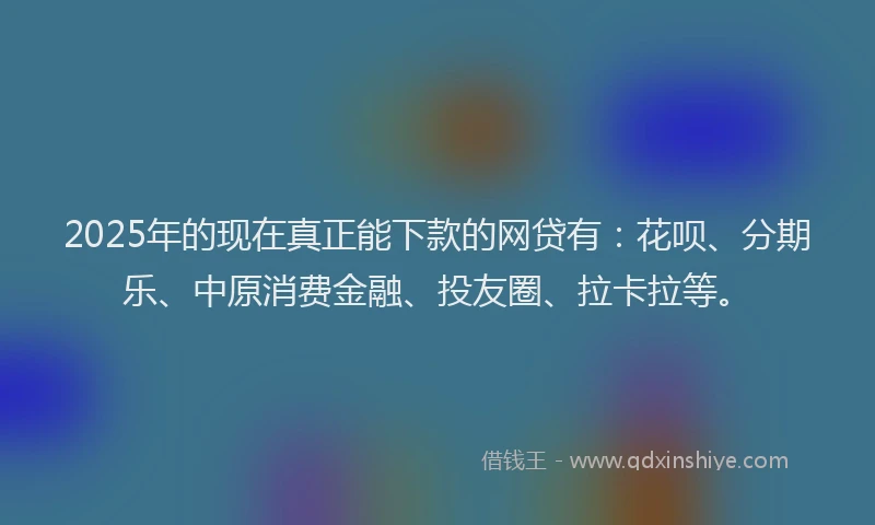 2025年的现在真正能下款的网贷有：花呗、分期乐、中原消费金融、投友圈、拉卡拉等。