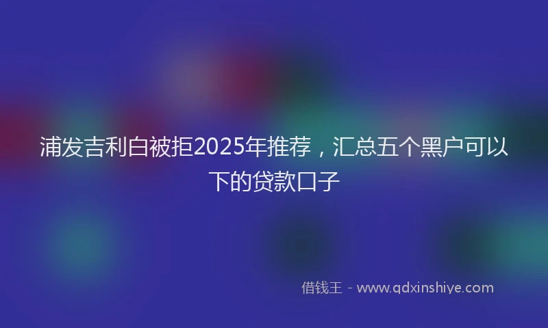 浦发吉利白被拒2025年推荐，汇总五个黑户可以下的贷款口子