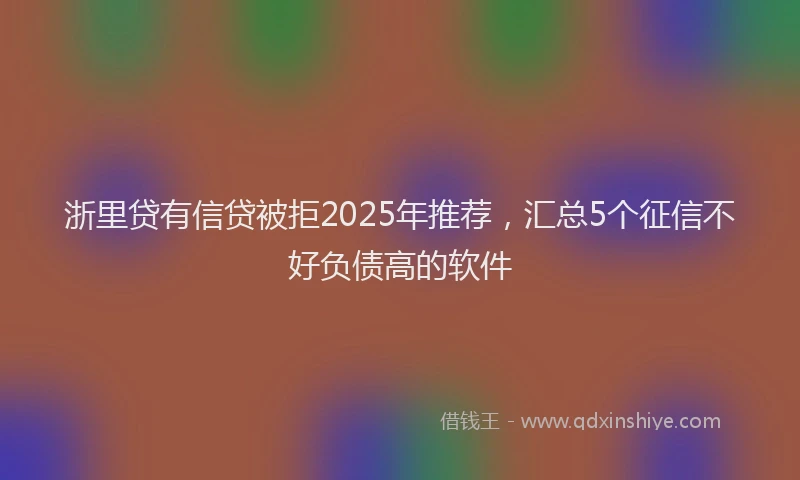 浙里贷有信贷被拒2025年推荐，汇总5个征信不好负债高的软件