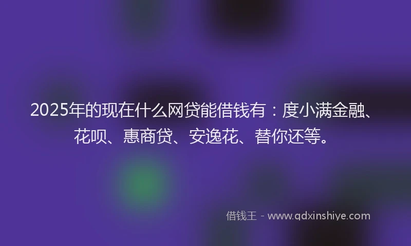 2025年的现在什么网贷能借钱有：度小满金融、花呗、惠商贷、安逸花、替你还等。