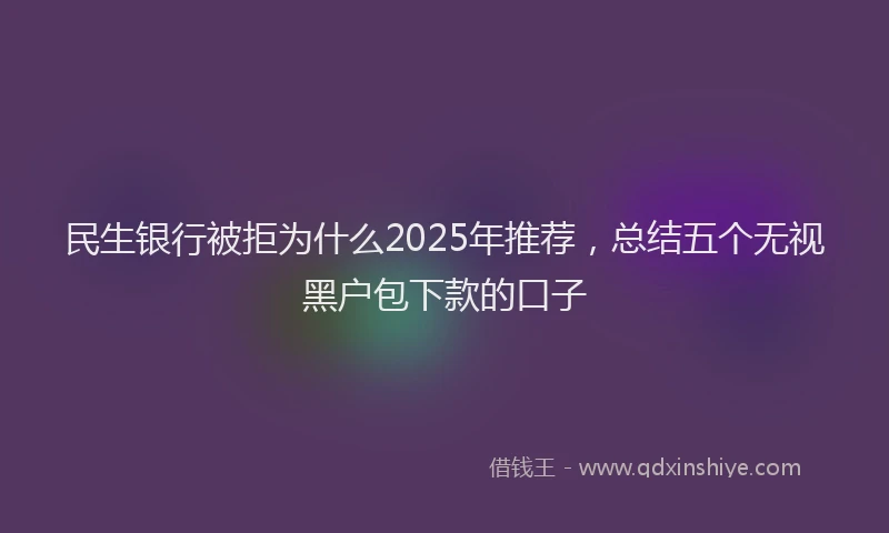 民生银行被拒为什么2025年推荐，总结五个无视黑户包下款的口子