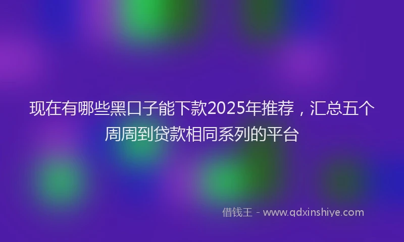 现在有哪些黑口子能下款2025年推荐，汇总五个周周到贷款相同系列的平台