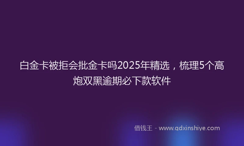 白金卡被拒会批金卡吗2025年精选，梳理5个高炮双黑逾期必下款软件