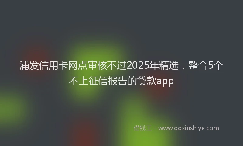 浦发信用卡网点审核不过2025年精选，整合5个不上征信报告的贷款app