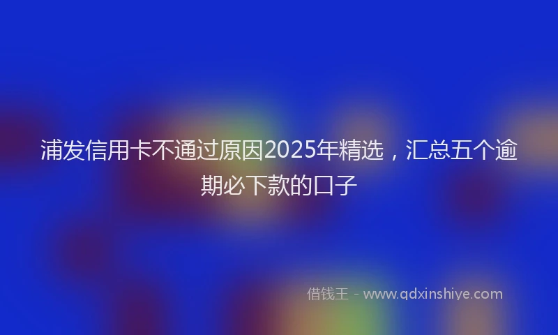 浦发信用卡不通过原因2025年精选，汇总五个逾期必下款的口子