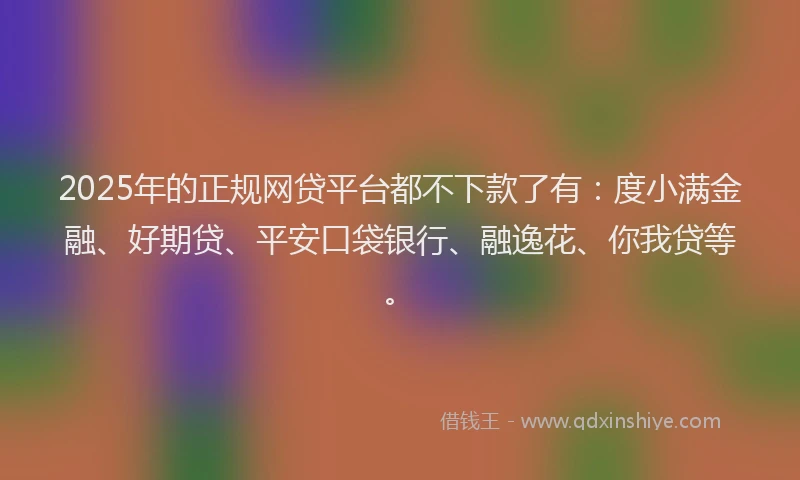 2025年的正规网贷平台都不下款了有：度小满金融、好期贷、平安口袋银行、融逸花、你我贷等。