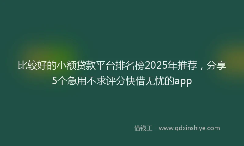 比较好的小额贷款平台排名榜2025年推荐，分享5个急用不求评分快借无忧的app