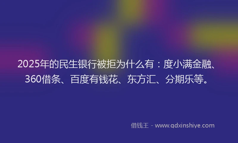 2025年的民生银行被拒为什么有：度小满金融、360借条、百度有钱花、东方汇、分期乐等。