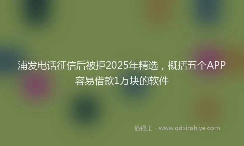 浦发电话征信后被拒2025年精选，概括五个APP容易借款1万块的软件