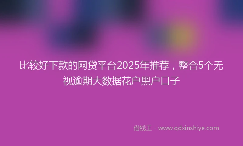 比较好下款的网贷平台2025年推荐，整合5个无视逾期大数据花户黑户口子
