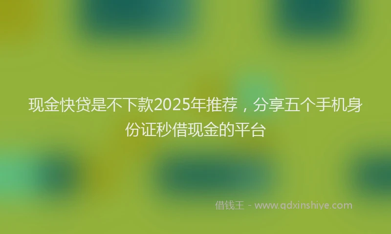 现金快贷是不下款2025年推荐，分享五个手机身份证秒借现金的平台