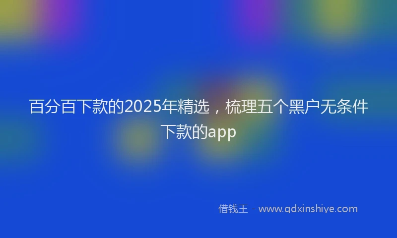 百分百下款的2025年精选，梳理五个黑户无条件下款的app