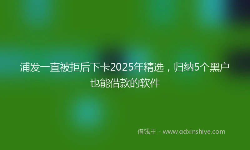 浦发一直被拒后下卡2025年精选，归纳5个黑户也能借款的软件