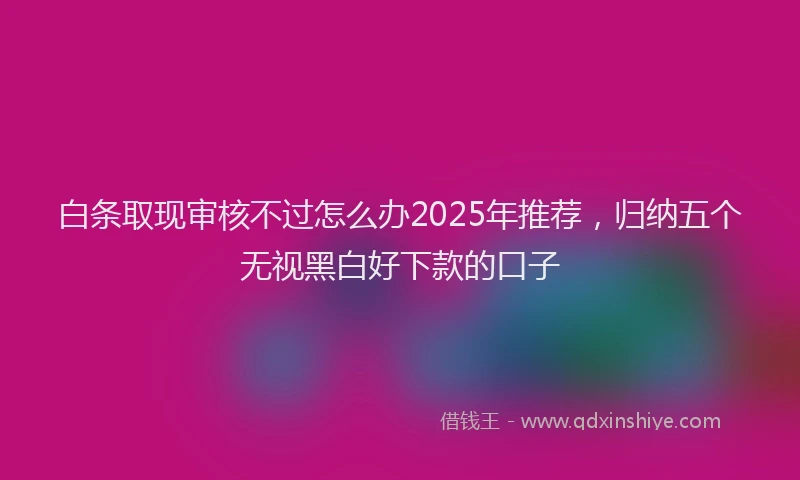 白条取现审核不过怎么办2025年推荐，归纳五个无视黑白好下款的口子