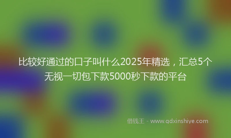 比较好通过的口子叫什么2025年精选，汇总5个无视一切包下款5000秒下款的平台