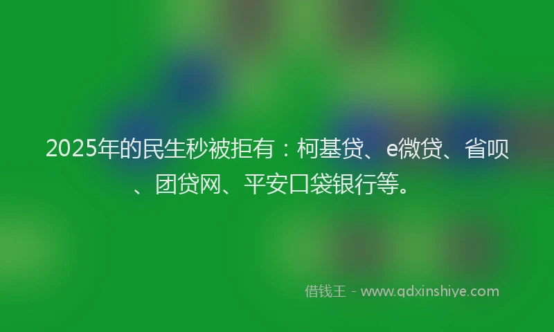2025年的民生秒被拒有：柯基贷、e微贷、省呗、团贷网、平安口袋银行等。