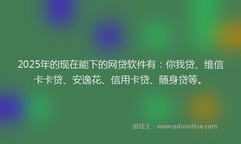 2025年的现在能下的网贷软件有：你我贷、维信卡卡贷、安逸花、信用卡贷、随身贷等。