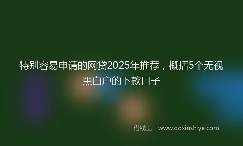 特别容易申请的网贷2025年推荐，概括5个无视黑白户的下款口子