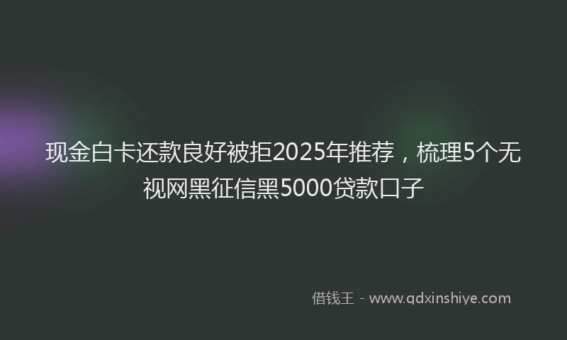 现金白卡还款良好被拒2025年推荐，梳理5个无视网黑征信黑5000贷款口子