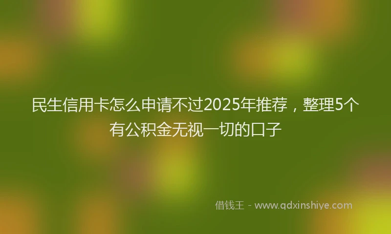 民生信用卡怎么申请不过2025年推荐，整理5个有公积金无视一切的口子