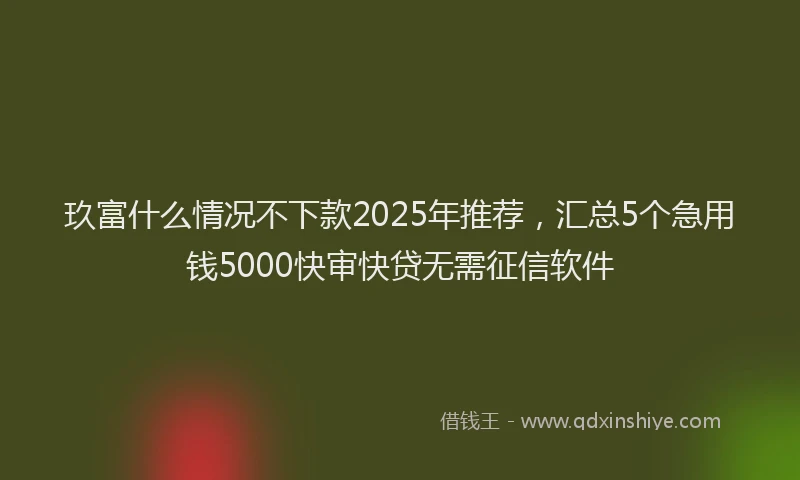 玖富什么情况不下款2025年推荐，汇总5个急用钱5000快审快贷无需征信软件