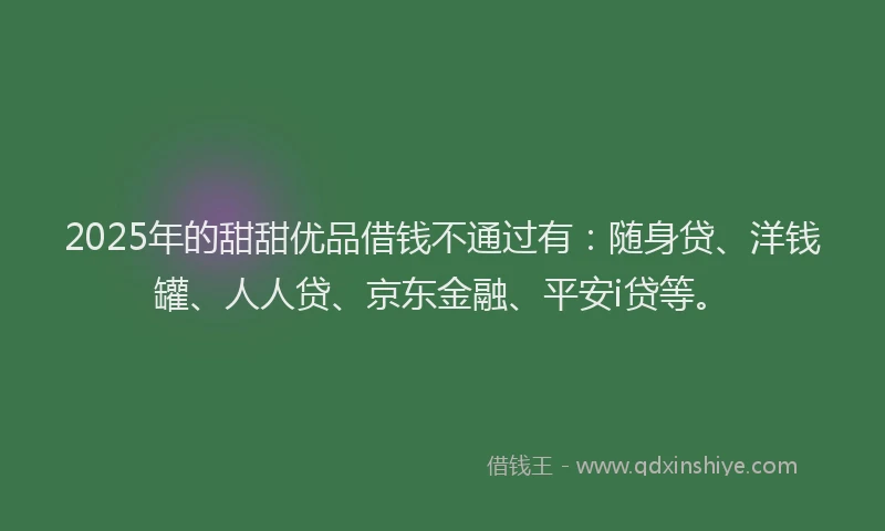 2025年的甜甜优品借钱不通过有：随身贷、洋钱罐、人人贷、京东金融、平安i贷等。