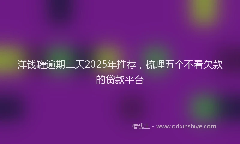 洋钱罐逾期三天2025年推荐，梳理五个不看欠款的贷款平台