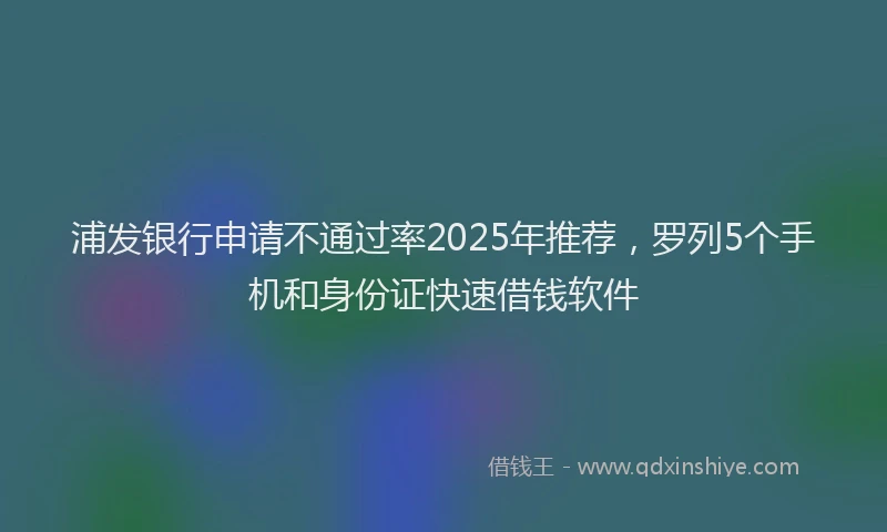 浦发银行申请不通过率2025年推荐，罗列5个手机和身份证快速借钱软件