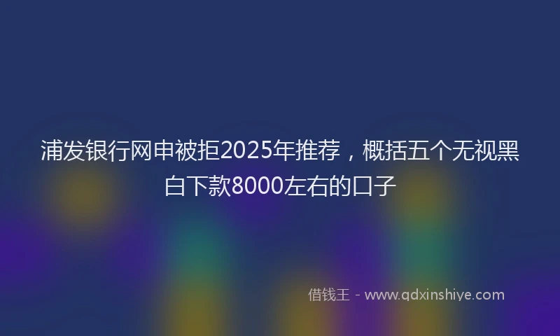 浦发银行网申被拒2025年推荐，概括五个无视黑白下款8000左右的口子