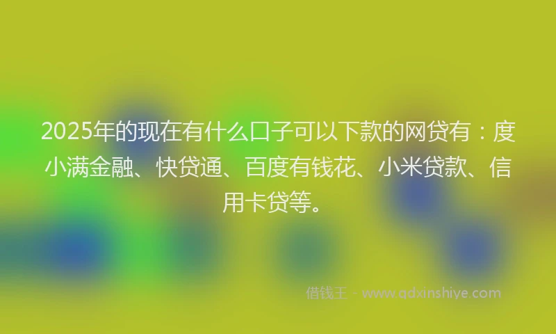2025年的现在有什么口子可以下款的网贷有：度小满金融、快贷通、百度有钱花、小米贷款、信用卡贷等。