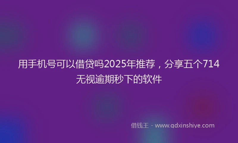 用手机号可以借贷吗2025年推荐，分享五个714无视逾期秒下的软件