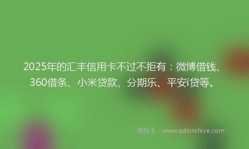 2025年的汇丰信用卡不过不拒有：微博借钱、360借条、小米贷款、分期乐、平安i贷等。
