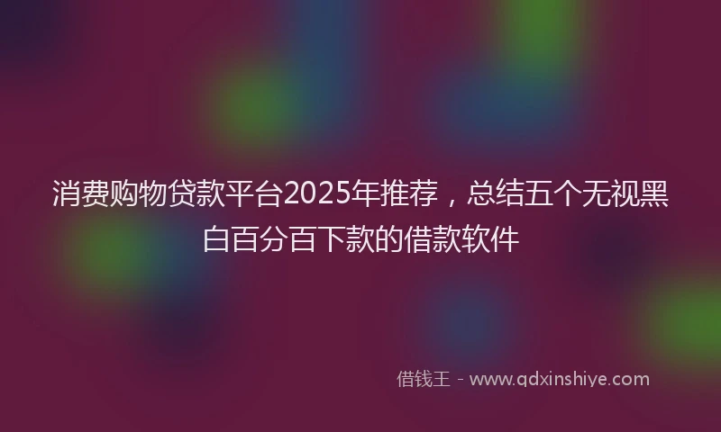 消费购物贷款平台2025年推荐，总结五个无视黑白百分百下款的借款软件