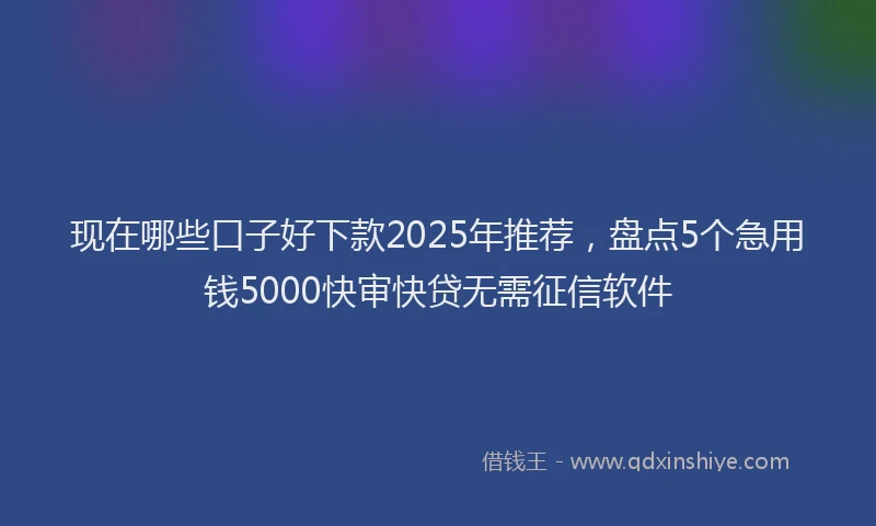 现在哪些口子好下款2025年推荐，盘点5个急用钱5000快审快贷无需征信软件