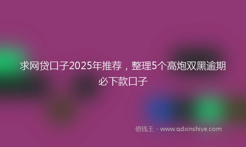 求网贷口子2025年推荐，整理5个高炮双黑逾期必下款口子