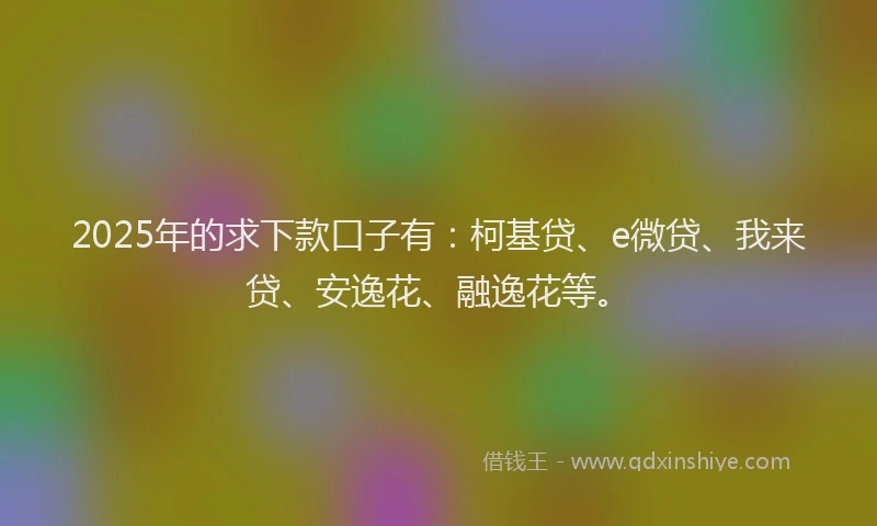 2025年的求下款口子有：柯基贷、e微贷、我来贷、安逸花、融逸花等。