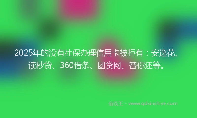 2025年的没有社保办理信用卡被拒有：安逸花、读秒贷、360借条、团贷网、替你还等。