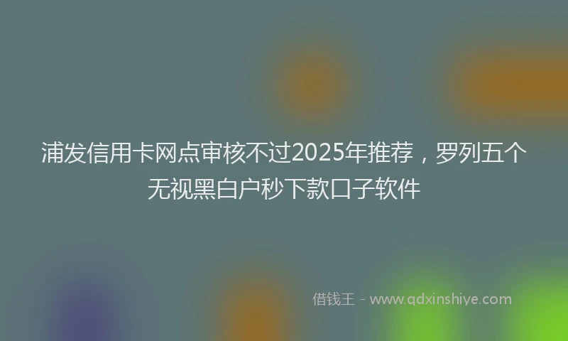 浦发信用卡网点审核不过2025年推荐，罗列五个无视黑白户秒下款口子软件