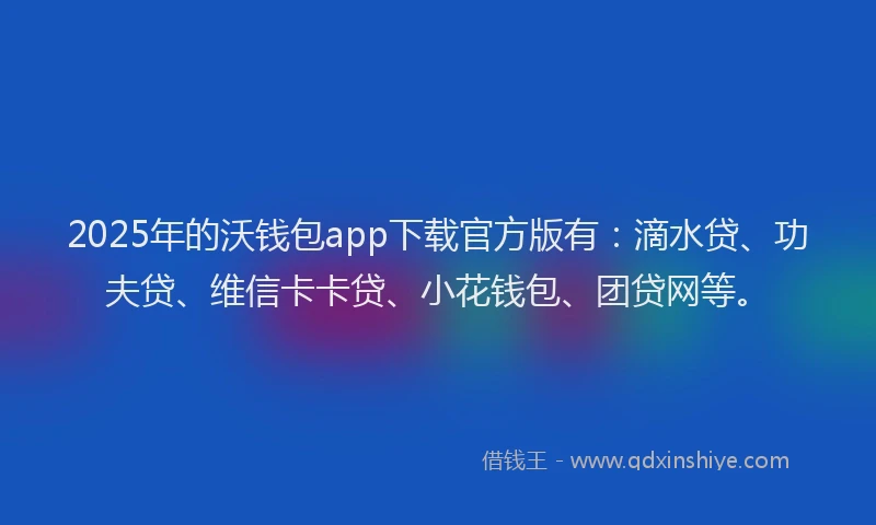 2025年的沃钱包app下载官方版有：滴水贷、功夫贷、维信卡卡贷、小花钱包、团贷网等。