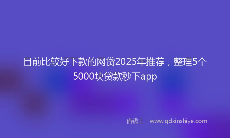 目前比较好下款的网贷2025年推荐，整理5个5000块贷款秒下app