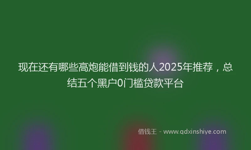现在还有哪些高炮能借到钱的人2025年推荐，总结五个黑户0门槛贷款平台