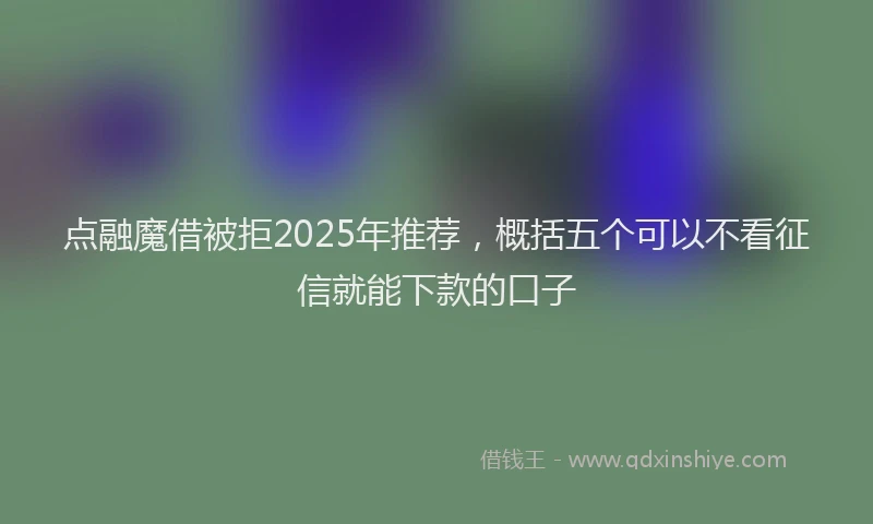 点融魔借被拒2025年推荐，概括五个可以不看征信就能下款的口子